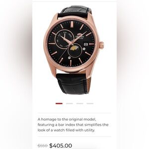 Orient Men's Black and Rose Gold Watch